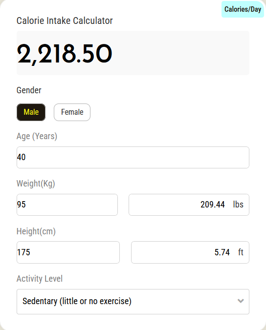 calorie intake calculator