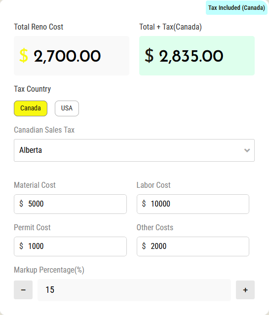 Home Renovation Calculator