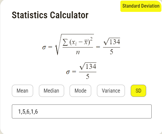 statistics calculator