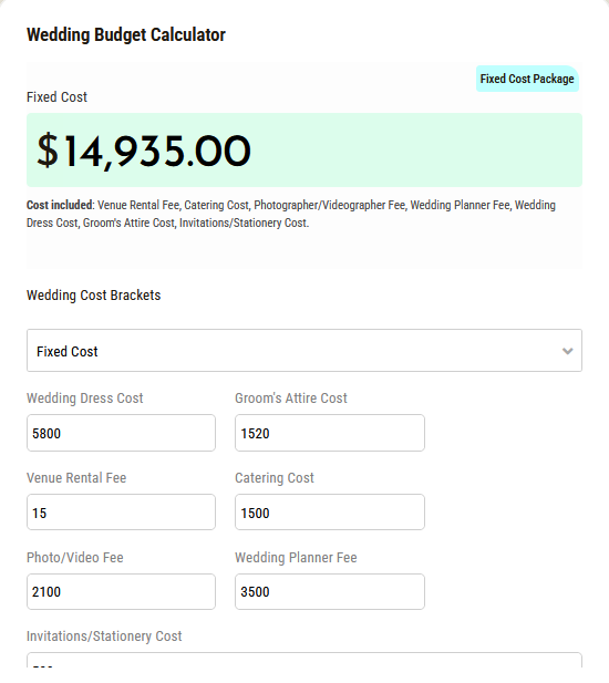 Wedding Budget Calculator