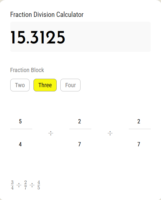 fraction division calculator simplest form